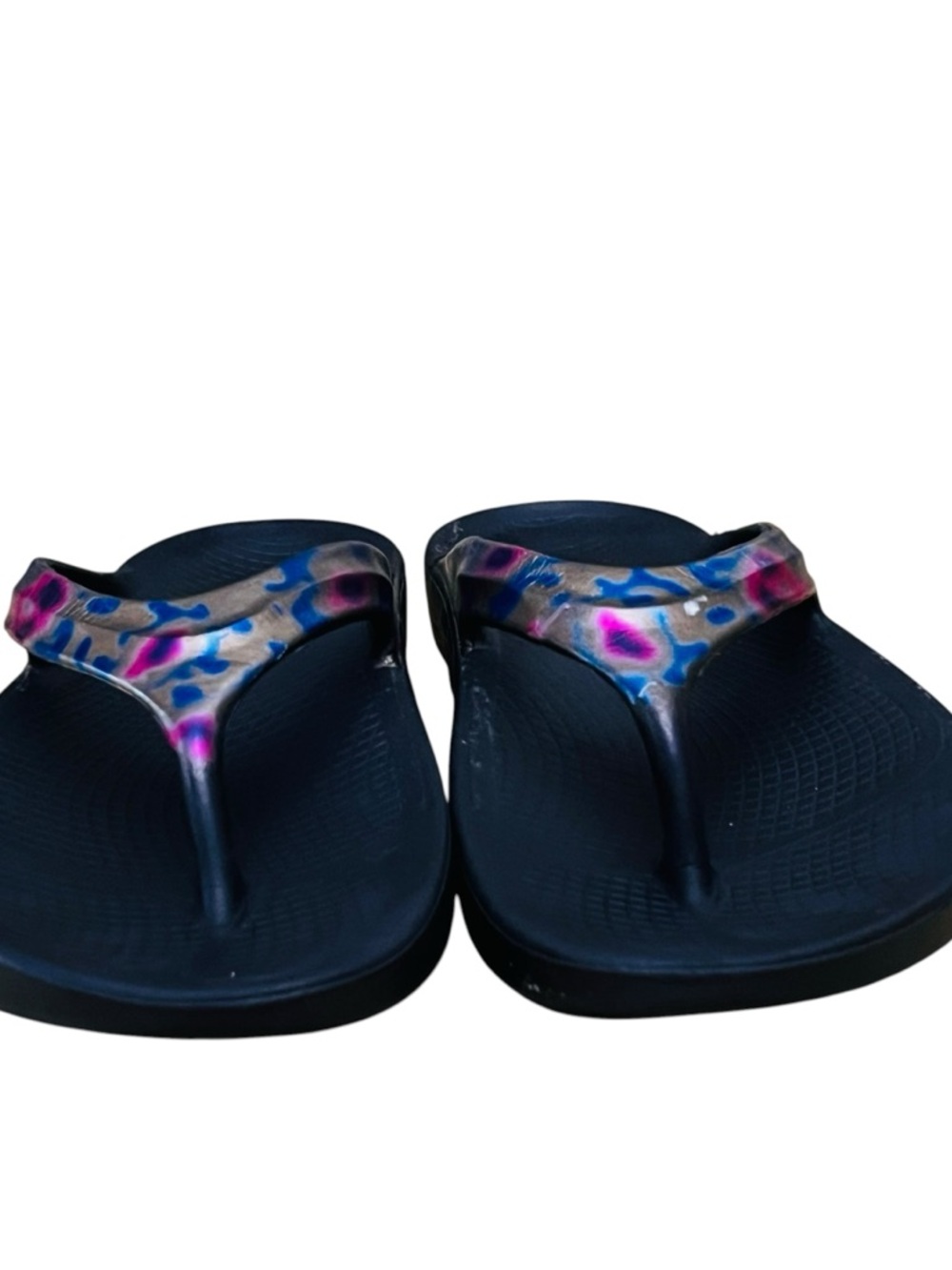 OOFOS Women's OOlala Recovery Flip Flop Sandal Limited Black Canyon Print Sz 9 - Picture 6 of 9